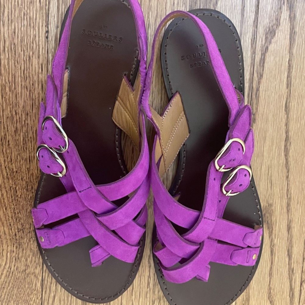 Sézane Marlie Low Sandals, NWT, Fushia - Picture 2 of 6